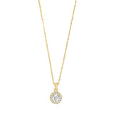 Zarte Halskette aus 925 Sterling Silber mit rundem Zirkonia-Anhänger im Halo-Design, ideal für Damen, die zeitlosen und eleganten Schmuck lieben.