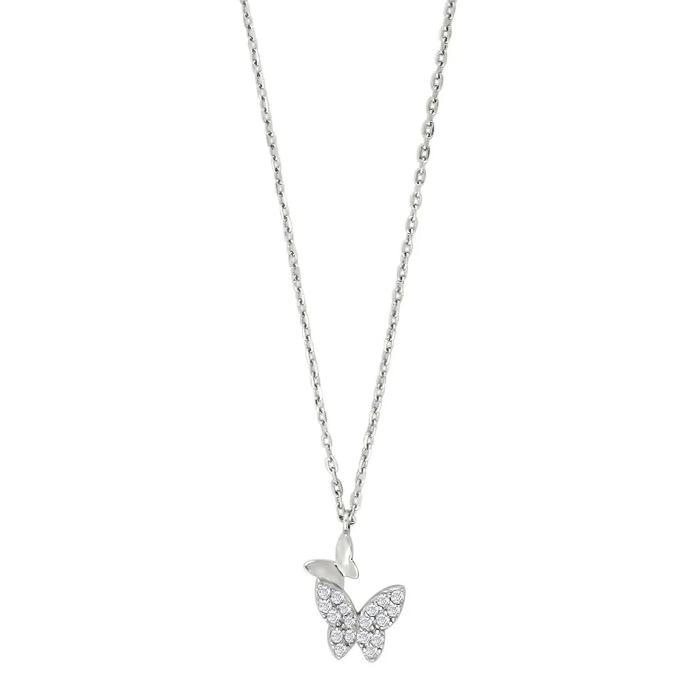 Zarte Schmetterlingskette aus 925 Sterling Silber mit funkelnden Zirkonia – verspieltes Lieblingsstück für Alltag und Anlass, ideale Geschenkidee.