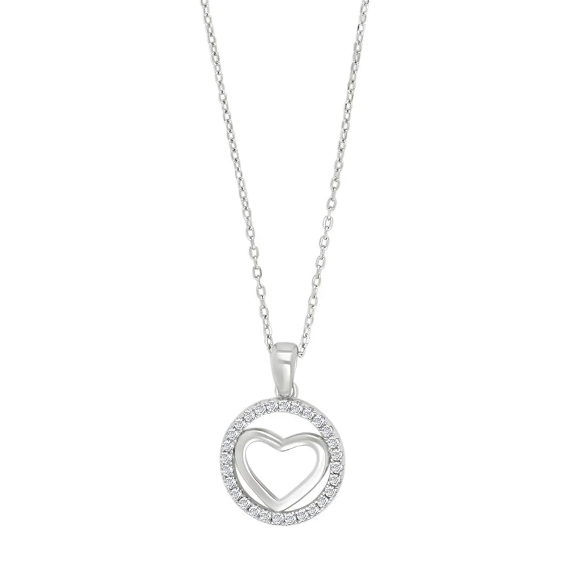 Herzförmige Damen-Halskette aus 925 Sterling Silber mit Zirkonia-Besatz, wahlweise vergoldet, als elegantes Schmuckstück für stilbewusste Frauen.