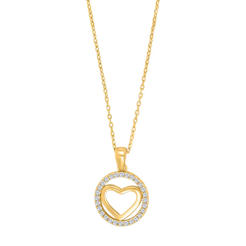 Herzförmige Damen-Halskette aus 925 Sterling Silber mit Zirkonia-Besatz, wahlweise vergoldet, als elegantes Schmuckstück für stilbewusste Frauen.