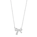 Feine Damen-Halskette aus 925 Sterling Silber, wahlweise vergoldet oder in Silber, mit funkelndem Zirkonia-Schleifenanhänger als verspielter Schmuck für stilbewusste Frauen.