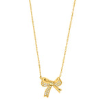 Feine Damen-Halskette aus 925 Sterling Silber, wahlweise vergoldet oder in Silber, mit funkelndem Zirkonia-Schleifenanhänger als verspielter Schmuck für stilbewusste Frauen.