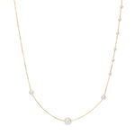 Feine Damenhalskette aus 925 Sterling Silber mit mehreren weißen Süßwasserperlen in Abständen, ideal für stilbewusste Frauen als eleganter Alltags- und Anlassschmuck.