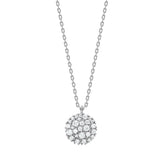 Elegante Damen-Halskette aus 925 Sterling Silber oder vergoldetem Silber mit rundem Anhänger aus funkelnden Zirkonia, ideal für stilbewusste Frauen.