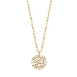 Elegante Damen-Halskette aus 925 Sterling Silber oder vergoldetem Silber mit rundem Anhänger aus funkelnden Zirkonia, ideal für stilbewusste Frauen.