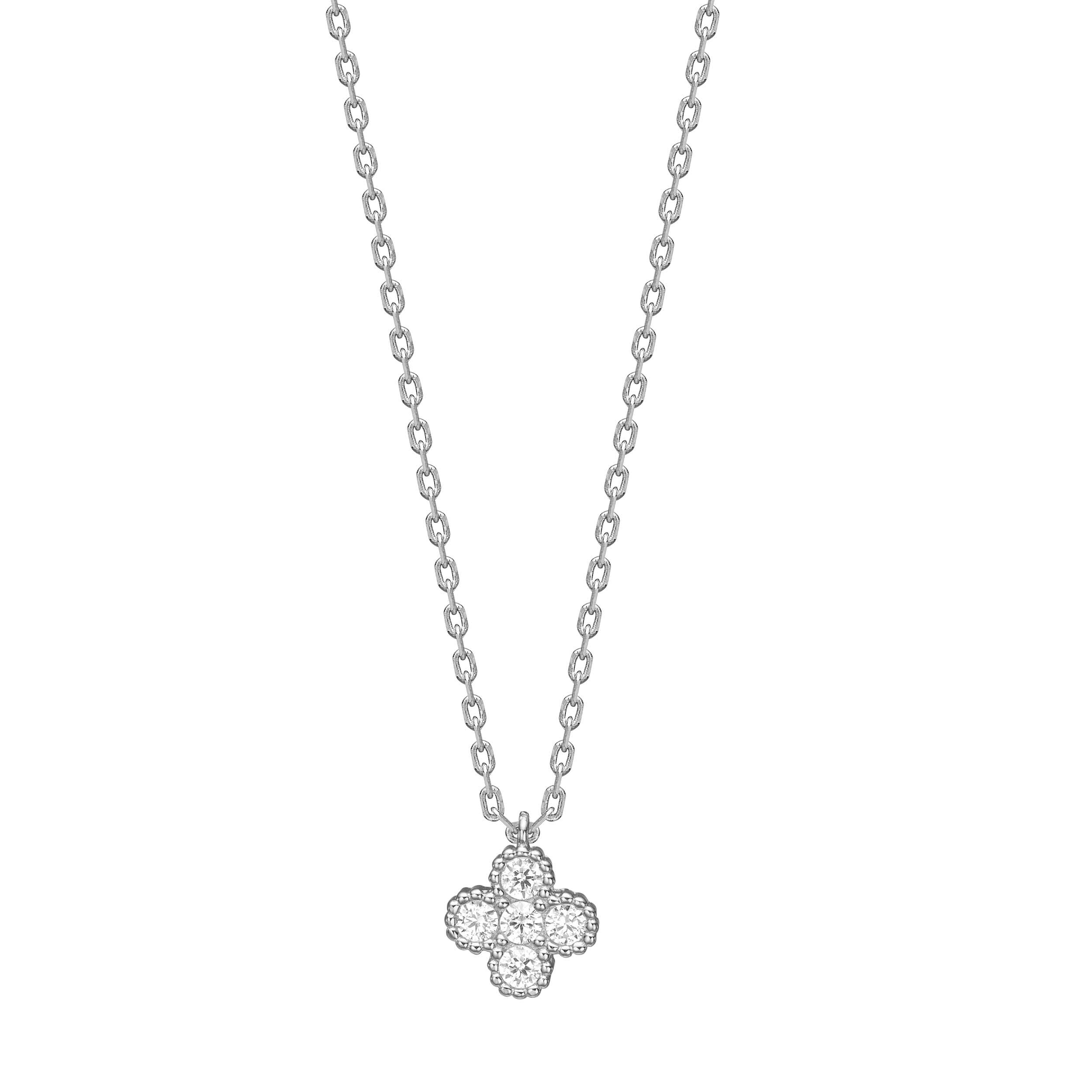 SigneNor Halskette aus 925 Sterling Silber mit funkelndem Kleeblatt-Anhänger und kubischem Zirkonia.