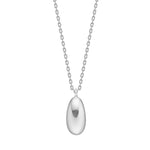 Eine elegante Damenhalskette aus 925 Sterling Silber mit einem polierten Tropfenanhänger im minimalistischen Design, ideal für stilbewusste Frauen.