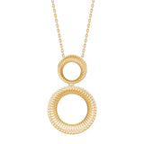 Diese Damenkette aus 925 Sterling Silber mit großem, doppelt kreisförmigem Struktur-Anhänger im modernen Design ist ideal für stilbewusste Frauen als elegantes Accessoire.