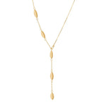 Das Produktbild zeigt eine filigrane Y-Halskette für Damen aus 925 Sterling Silber, wahlweise vergoldet, mit polierten Blattelementen als feminines Alltagsschmuckstück und Geschenkidee.