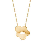 Die Bloom Damenhalskette aus 925 Sterling Silber oder 925 Silber vergoldet zeigt einen hochglanzpolierten Blütenanhänger mit modernem Ausschnitt und richtet sich an stilbewusste Frauen, die ein feminines Allround-Schmuckstück suchen.