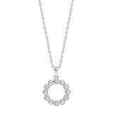 Feine Damen-Halskette aus 925 Sterling Silber, wahlweise vergoldet oder in Silber, mit rundem Anhänger aus abwechselnd polierten Kugeln und Zirkonia-Steinen als eleganter Schmuck für stilbewusste Frauen.