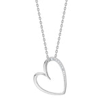 Zarte Damen-Herzkette aus glänzendem Metall in Silber oder vergoldet mit offenem Herzanhänger und funkelnden Steinen, ideal als romantisches Geschenk.