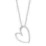 Zarte Damen-Herzkette aus glänzendem Metall in Silber oder vergoldet mit offenem Herzanhänger und funkelnden Steinen, ideal als romantisches Geschenk.