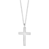 Silberfarbene Herren Halskette aus poliertem Edelstahl mit schlichtem Kreuzanhänger, modernes Glaubenssymbol für Alltag, Business und besondere Anlässe.