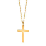 Goldfarbene 18 Karat Herren Halskette aus poliertem Edelstahl mit schlichtem Kreuzanhänger, modernes Glaubenssymbol für Alltag, Business und besondere Anlässe.