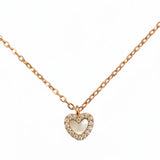 Feine Damen Halskette aus rosévergoldetem 925 Sterling Silber mit kleinem Herzanhänger, Perlmutt Einlage und Zirkonia Rand, romantisches Geschenk für besondere Anlässe.