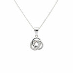 Damen Halskette aus 925 Sterling Silber mit Anhänger aus drei ineinander verschlungenen Kreisen, teilweise mit funkelnden Zirkonia besetzt, eleganter zeitloser Halsschmuck.