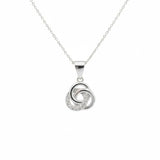 Damen Halskette aus 925 Sterling Silber mit Anhänger aus drei ineinander verschlungenen Kreisen, teilweise mit funkelnden Zirkonia besetzt, eleganter zeitloser Halsschmuck.