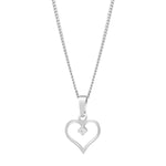 Zarte Damen-Halskette mit offenem Herzanhänger aus Silber oder vergoldetem Silber, verziert mit einem funkelnden Stein, ideal als romantisches Geschenk.
