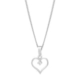 Zarte Damen-Halskette mit offenem Herzanhänger aus Silber oder vergoldetem Silber, verziert mit einem funkelnden Stein, ideal als romantisches Geschenk.