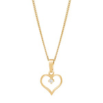 Zarte Damen-Halskette mit offenem Herzanhänger aus Silber oder vergoldetem Silber, verziert mit einem funkelnden Stein, ideal als romantisches Geschenk.
