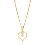 Zarte Damen-Halskette mit offenem Herzanhänger aus Silber oder vergoldetem Silber, verziert mit einem funkelnden Stein, ideal als romantisches Geschenk.