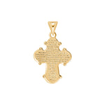 Der Kreuzanhänger zeigt ein fein graviertes, orthodox inspiriertes Kreuz aus 925 Sterling Silber, wahlweise gelbvergoldet, und eignet sich als dezent religiöser Schmuck für gläubige Damen und Herren.