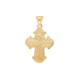 Der Kreuzanhänger zeigt ein fein graviertes, orthodox inspiriertes Kreuz aus 925 Sterling Silber, wahlweise gelbvergoldet, und eignet sich als dezent religiöser Schmuck für gläubige Damen und Herren.