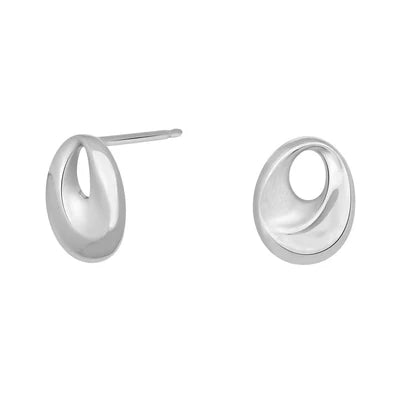 Diese modernen Damen-Ohrstecker aus 925 Sterling Silber überzeugen durch ihre fließende, organische Form und eignen sich ideal für stilbewusste Frauen.