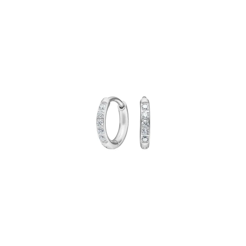 Elegante Creolen-Ohrringe aus Titan in Silber oder vergoldet mit funkelndem Zirkonia-Steinbesatz, ideal für stilbewusste Damen und als Geschenk.