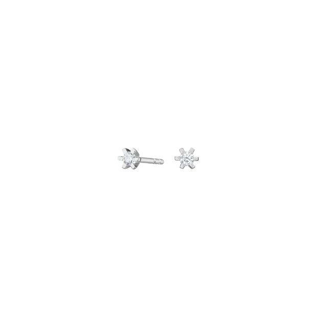 Diese feinen Damen-Ohrstecker aus 925 Sterling Silber mit funkelndem Zirkonia in filigraner Sternfassung sind ein eleganter Schmuckklassiker für stilbewusste Frauen.