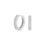 Abgebildet sind elegante Klappcreolen aus 925 Sterling Silber, wahlweise vergoldet, mit Zirkonia-Pavé-Besatz – ideal für stilbewusste Frauen als Alltagsschmuck oder Geschenk.