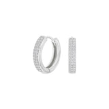 Abgebildet sind elegante Klappcreolen aus 925 Sterling Silber, wahlweise vergoldet, mit Zirkonia-Pavé-Besatz – ideal für stilbewusste Frauen als Alltagsschmuck oder Geschenk.
