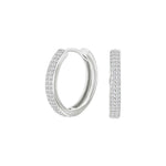 Abgebildet sind elegante Klappcreolen aus 925 Sterling Silber, wahlweise vergoldet, mit Zirkonia-Pavé-Besatz – ideal für stilbewusste Frauen als Alltagsschmuck oder Geschenk.