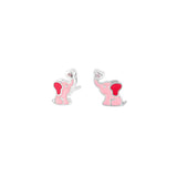 Diese Kinder-Ohrstecker aus 925 Sterling Silber zeigen rosa Elefanten mit roten Herz-Details und funkelndem Stein und sind ideal für kleine Mädchen mit empfindlichen Ohren.