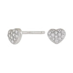 Das Produktbild zeigt ein Paar herzförmige Damen-Ohrstecker aus 925 Sterling Silber, teilweise vergoldet, mit funkelnden Zirkonia in Pavéfassung als romantisches Geschenk für stilbewusste Frauen.
