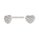 Das Produktbild zeigt ein Paar herzförmige Damen-Ohrstecker aus 925 Sterling Silber, teilweise vergoldet, mit funkelnden Zirkonia in Pavéfassung als romantisches Geschenk für stilbewusste Frauen.