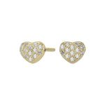 Das Produktbild zeigt ein Paar herzförmige Damen-Ohrstecker aus 925 Sterling Silber, teilweise vergoldet, mit funkelnden Zirkonia in Pavéfassung als romantisches Geschenk für stilbewusste Frauen.
