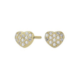 Das Produktbild zeigt ein Paar herzförmige Damen-Ohrstecker aus 925 Sterling Silber, teilweise vergoldet, mit funkelnden Zirkonia in Pavéfassung als romantisches Geschenk für stilbewusste Frauen.