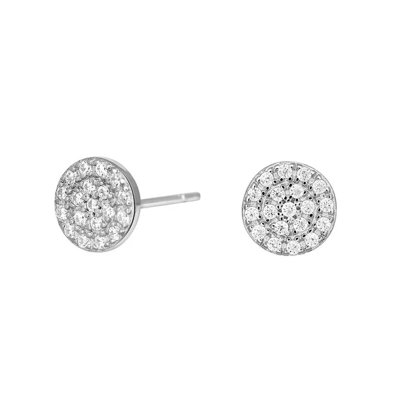 Runde Ohrstecker aus 925 Sterling Silber oder vergoldetem Silber mit funkelndem Zirkonia-Besatz, ideal für Damen und Mädchen, die zeitlosen Schmuck lieben.