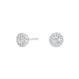 Runde Ohrstecker aus 925 Sterling Silber mit funkelndem Zirkonia-Halo, wahlweise vergoldet, elegant gestaltet für Damen und Jugendliche.