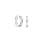 Das Bild zeigt zarte Damen-Creolen aus 925 Sterling Silber mit glatt polierter Oberfläche und eingestreuten Zirkonia-Steinen, die besonders für stilbewusste Frauen im Alltag und zu besonderen Anlässen geeignet sind.