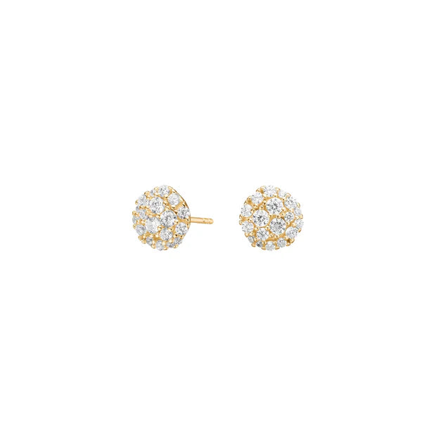 Runde Damen-Ohrstecker aus 925 Sterling Silber mit funkelnden Zirkonia-Steinen, elegant verarbeitet und ideal für stilbewusste Frauen.