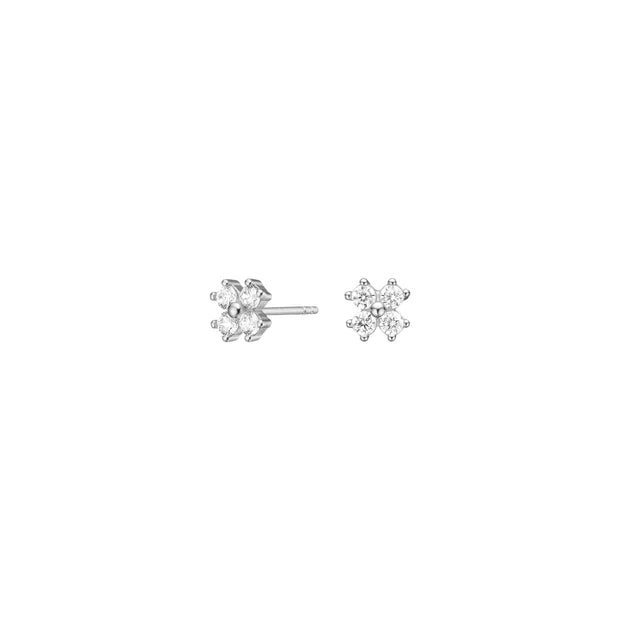 Die Ohrstecker aus 925 Sterling Silber mit funkelnden Zirkonia in floraler Form sind ein elegantes Schmuckstück für stilbewusste Damen.
