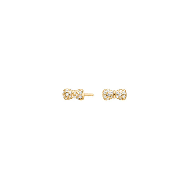 Zarte Damen-Ohrstecker in Schleifenform aus 925 Sterling Silber mit funkelnden Zirkonia-Steinen, ideal für stilbewusste Frauen und als Geschenk geeignet.