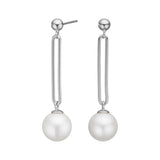 Lange Damen-Ohrstecker aus 925 Sterling Silber, wahlweise vergoldet, mit schlichten Stäben und großen Perlenanhängern, ideal für stilbewusste Frauen zu eleganten Anlässen.