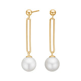 Lange Damen-Ohrstecker aus 925 Sterling Silber, wahlweise vergoldet, mit schlichten Stäben und großen Perlenanhängern, ideal für stilbewusste Frauen zu eleganten Anlässen.