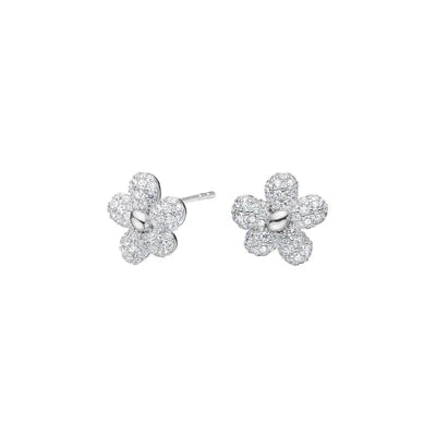 Diese funkelnden Damen-Ohrstecker in Blütenform aus 925 Sterling Silber, teils vergoldet und mit pavégefassten Zirkonia besetzt, sind ideal für stilbewusste Frauen.