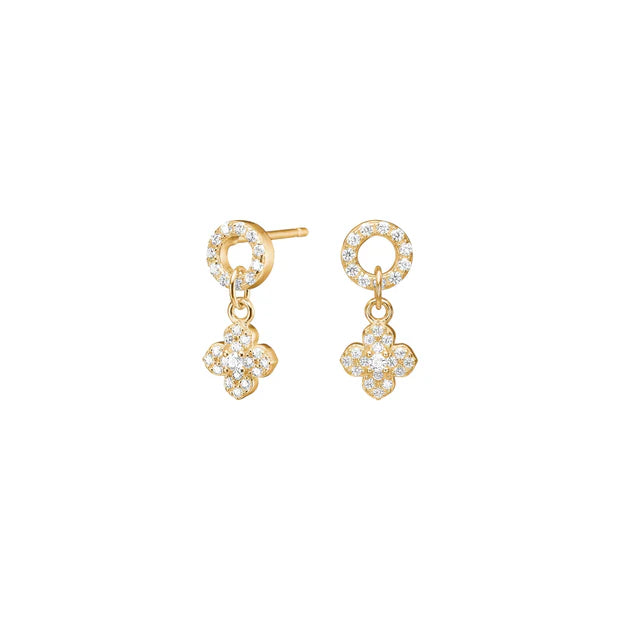 Diese eleganten Damen-Ohrstecker aus 925 Sterling Silber mit funkelnden Zirkonia und beweglichem Anhänger sind ein stilvolles Schmuckstück für modebewusste Frauen.