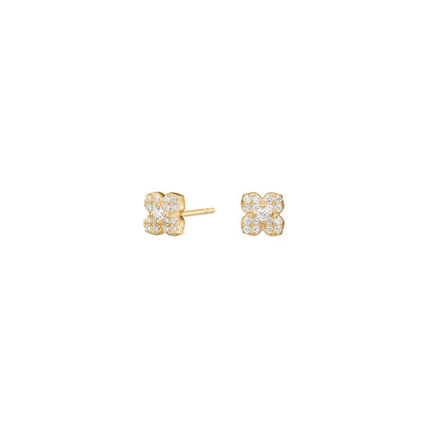 Elegante Damen-Ohrstecker aus 925 Sterling Silber mit funkelnden Zirkonia in Blütenform, ideal für stilbewusste Frauen im Alltag und zu besonderen Anlässen.